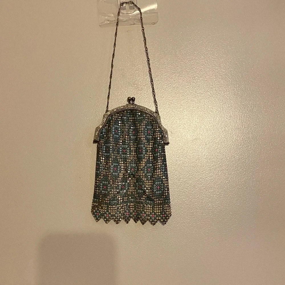 Antique Mandalian Purse Enamel Mesh Art Deco